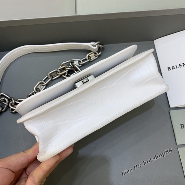 Balenciaga專櫃爆款小號鱷魚白色肩背包 巴黎世家新款Gossip bag斜挎包 fyj1326